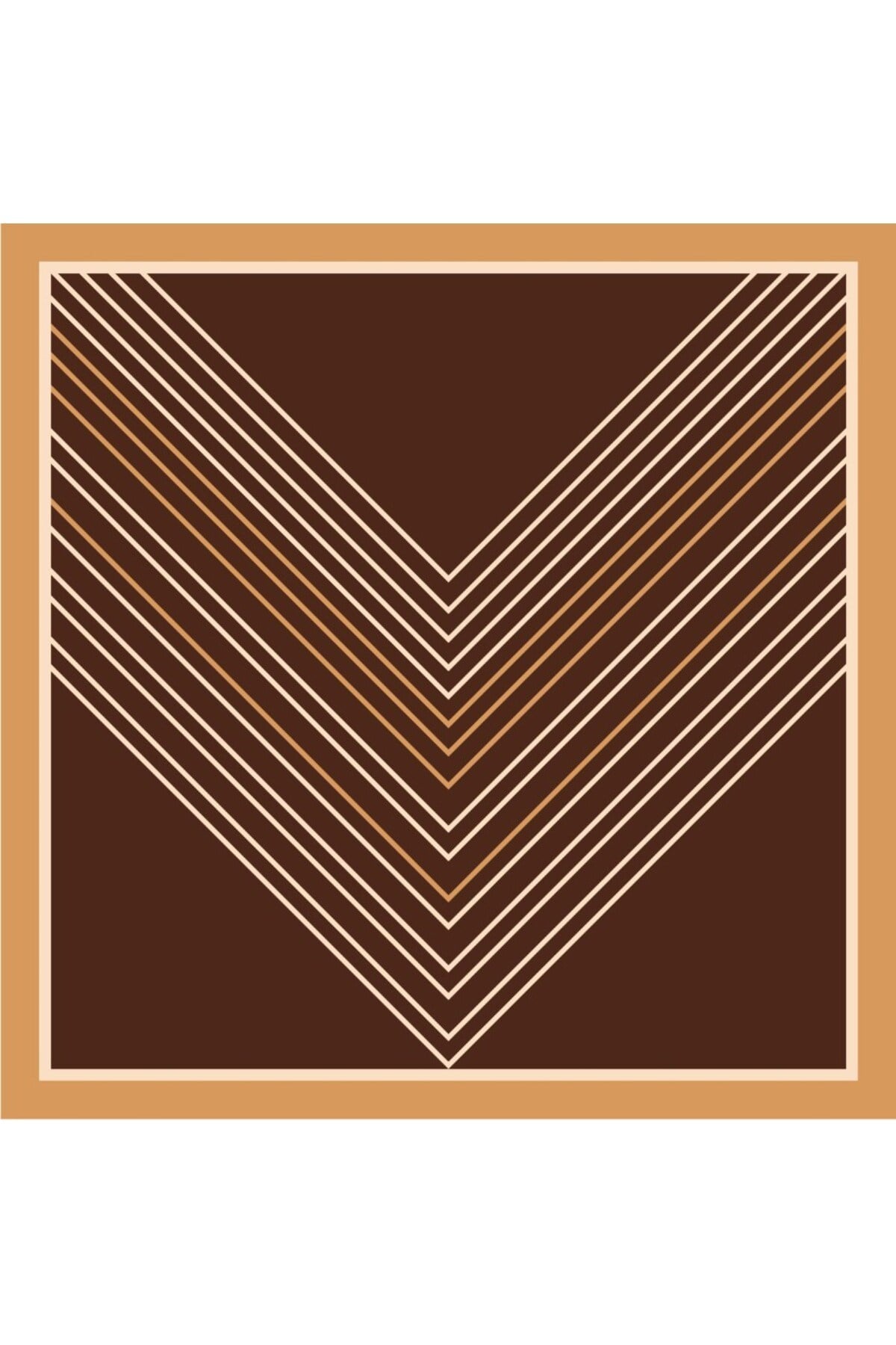 Tarzını Seç Kahverengi V Çizgi Fular / Bandana / Aksesuar / Eşarp 90x90 cm