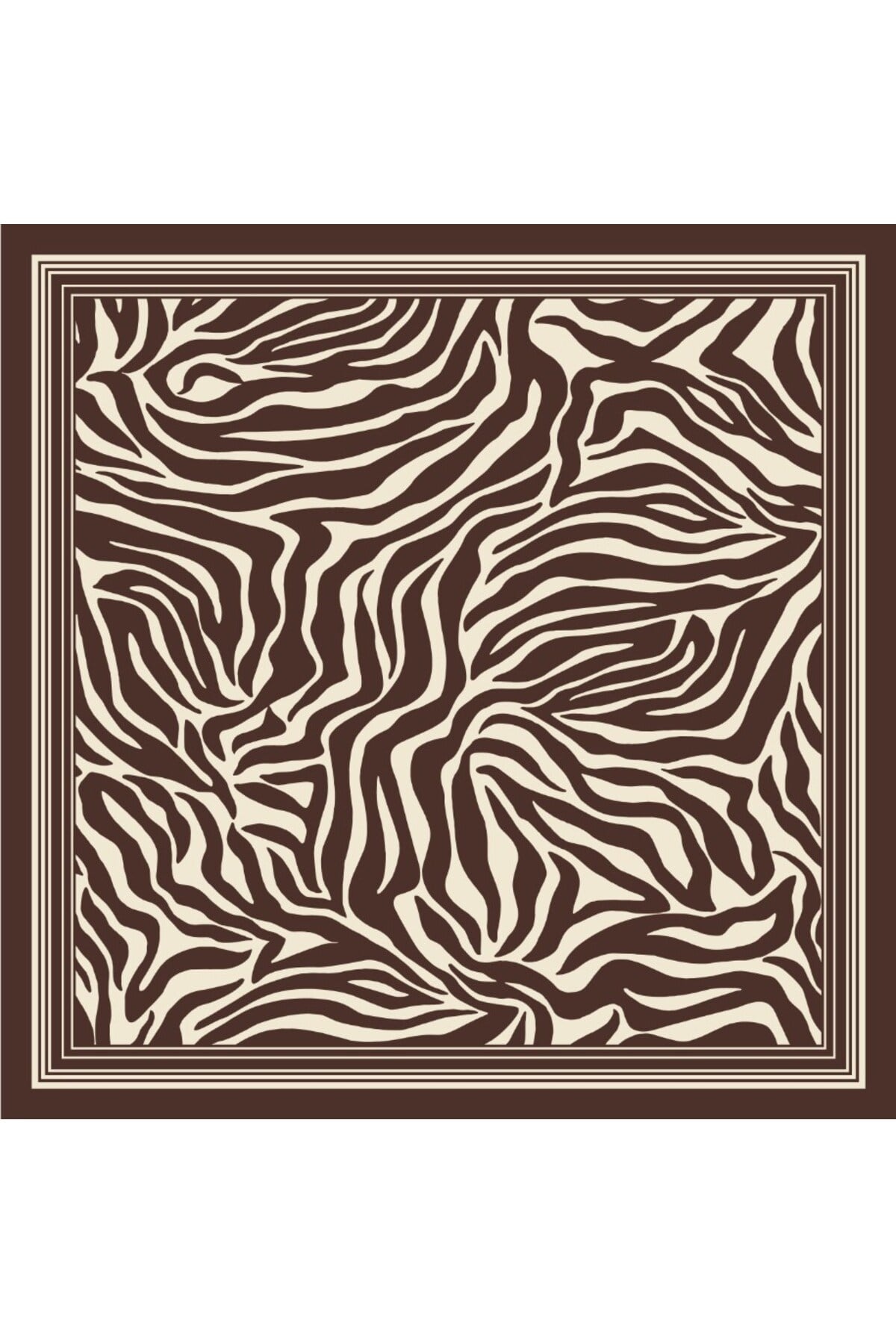 Tarzını Seç Kahverengi Zebra Fular / Bandana / Aksesuar / Eşarp 90x90 cm