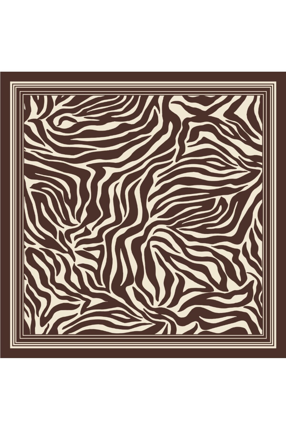 Tarzını Seç Kahverengi Zebra Fular / Bandana / Aksesuar / Eşarp 90x90 cm