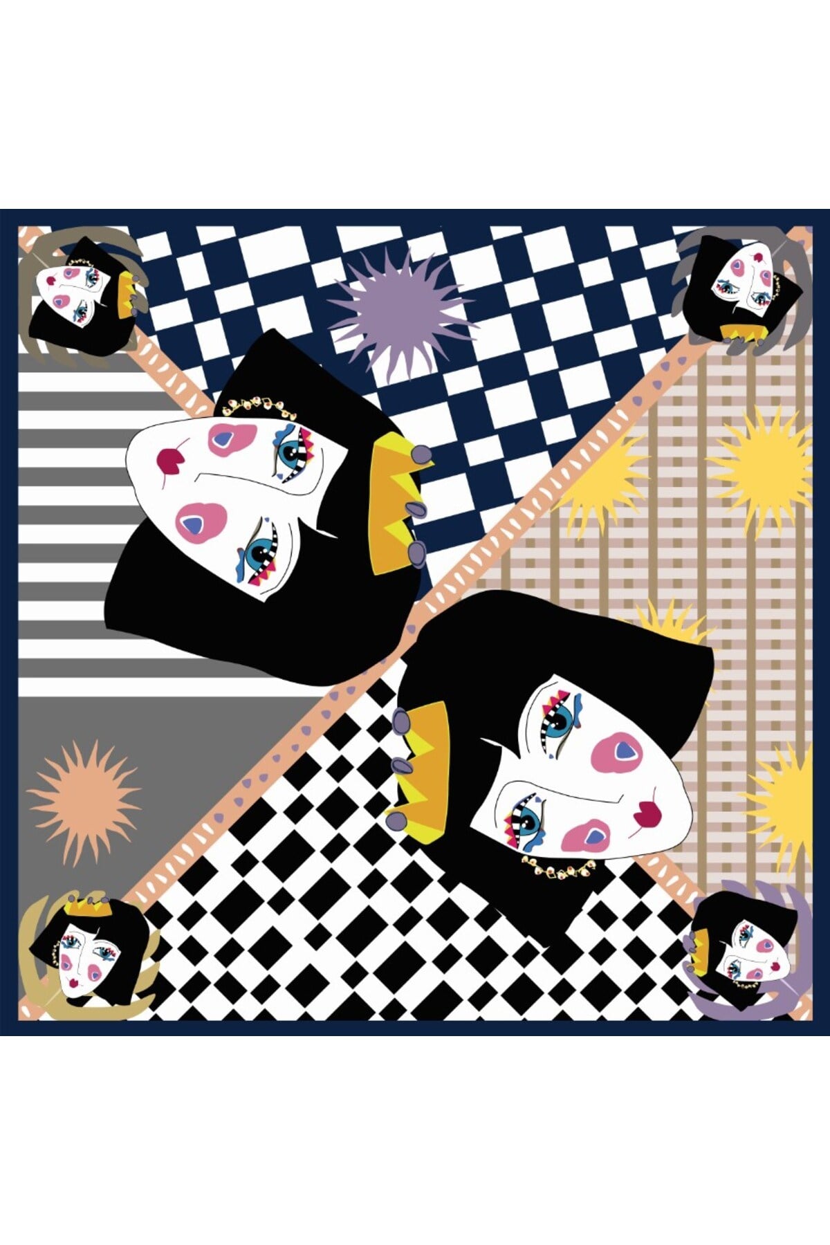 Tarzını Seç Lacivert Queen Fular / Bandana / Aksesuar / Şal / Eşarp 70x70