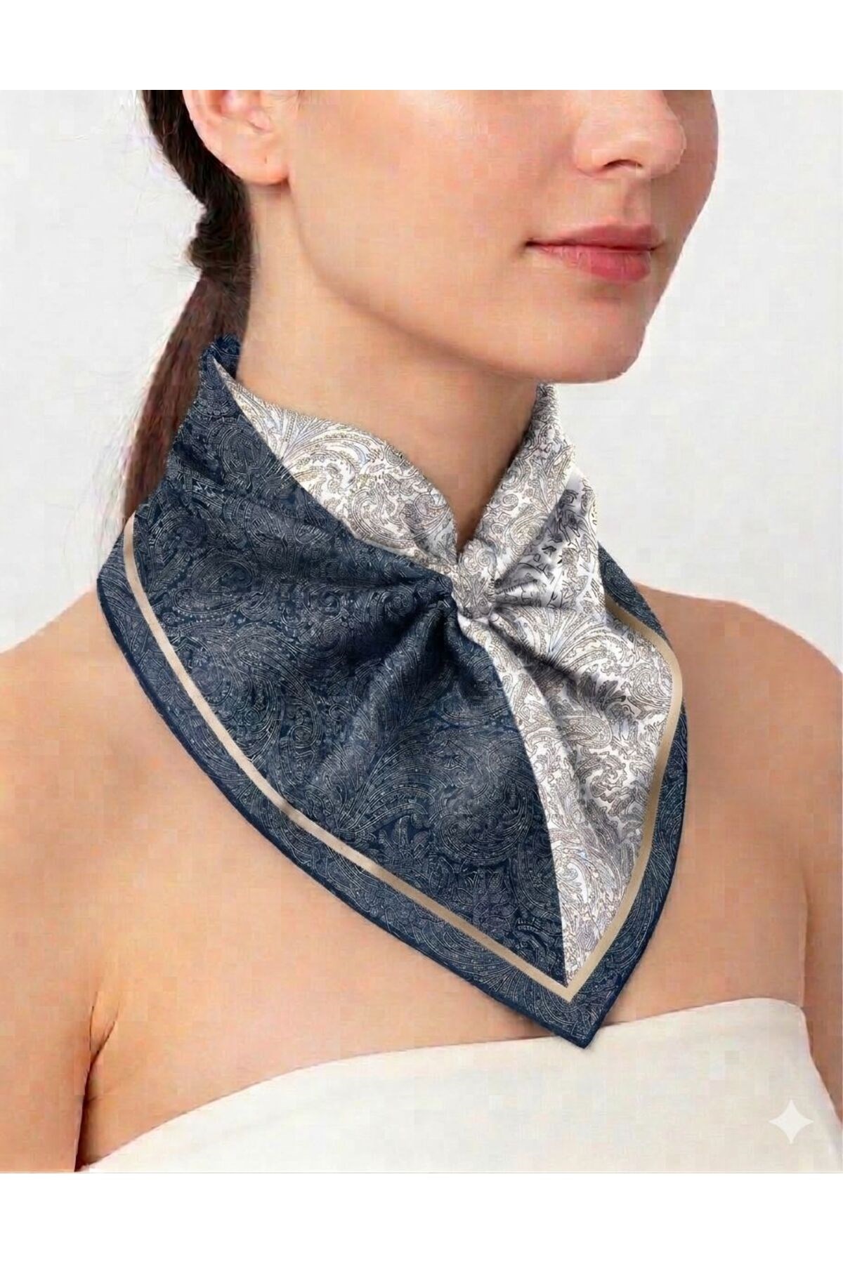Tarzını Seç Lacivert Royal Fular / Bandana / Aksesuar 48x48 cm