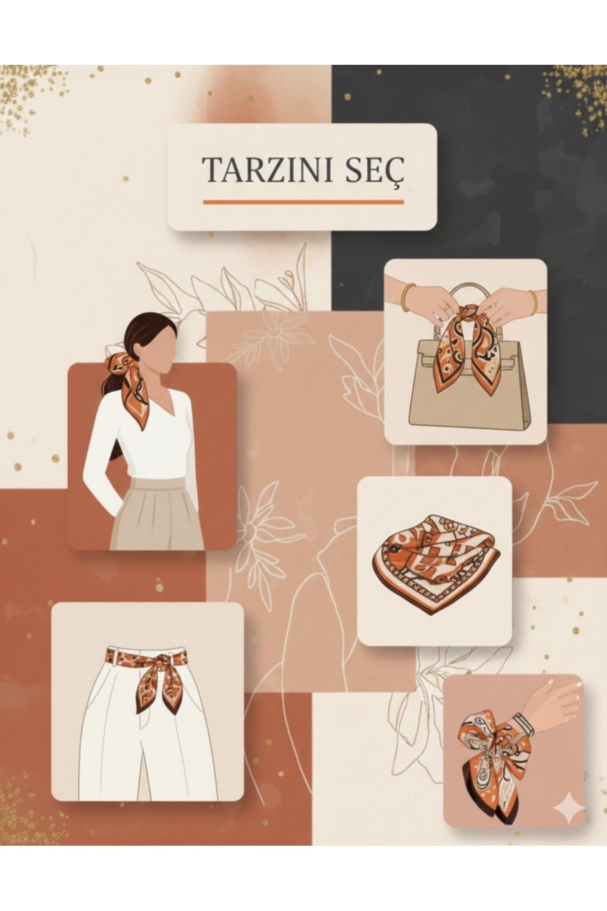 Tarzını Seç Lacivert Royal Fular / Bandana / Aksesuar / Şal / Eşarp 70x70