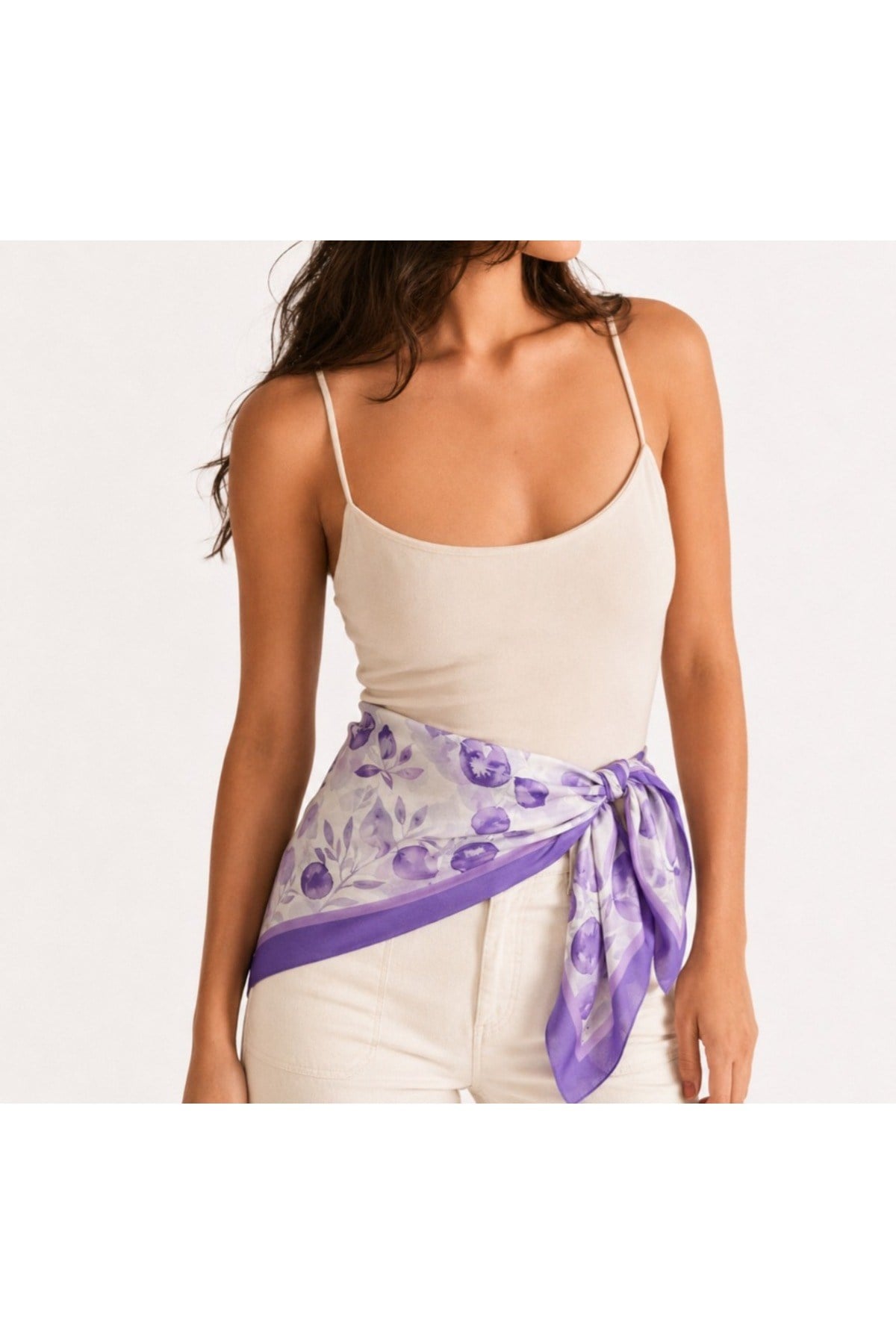 Tarzını Seç Lavanta Desenli Fular / Bandana 70x70 cm