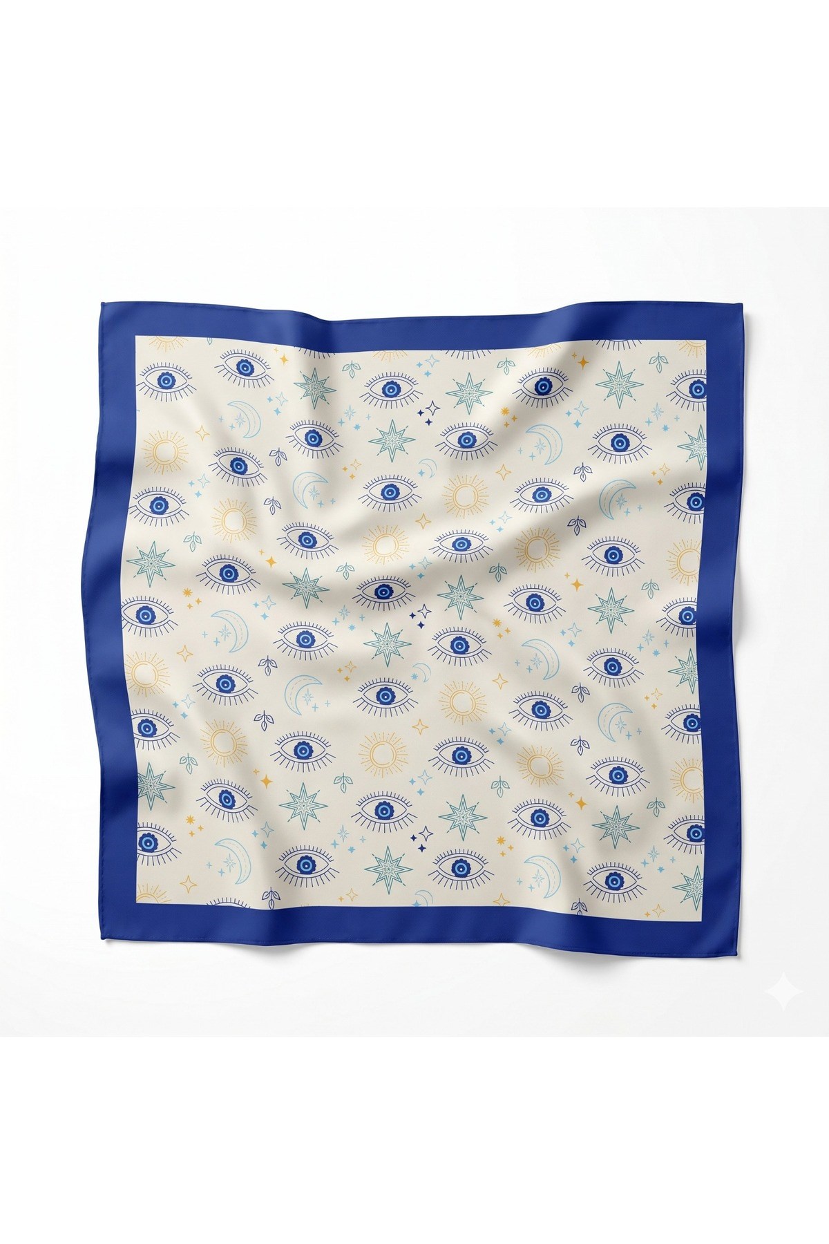 Tarzını Seç Mavi Göz Desenli Fular / Bandana 70x70 cm