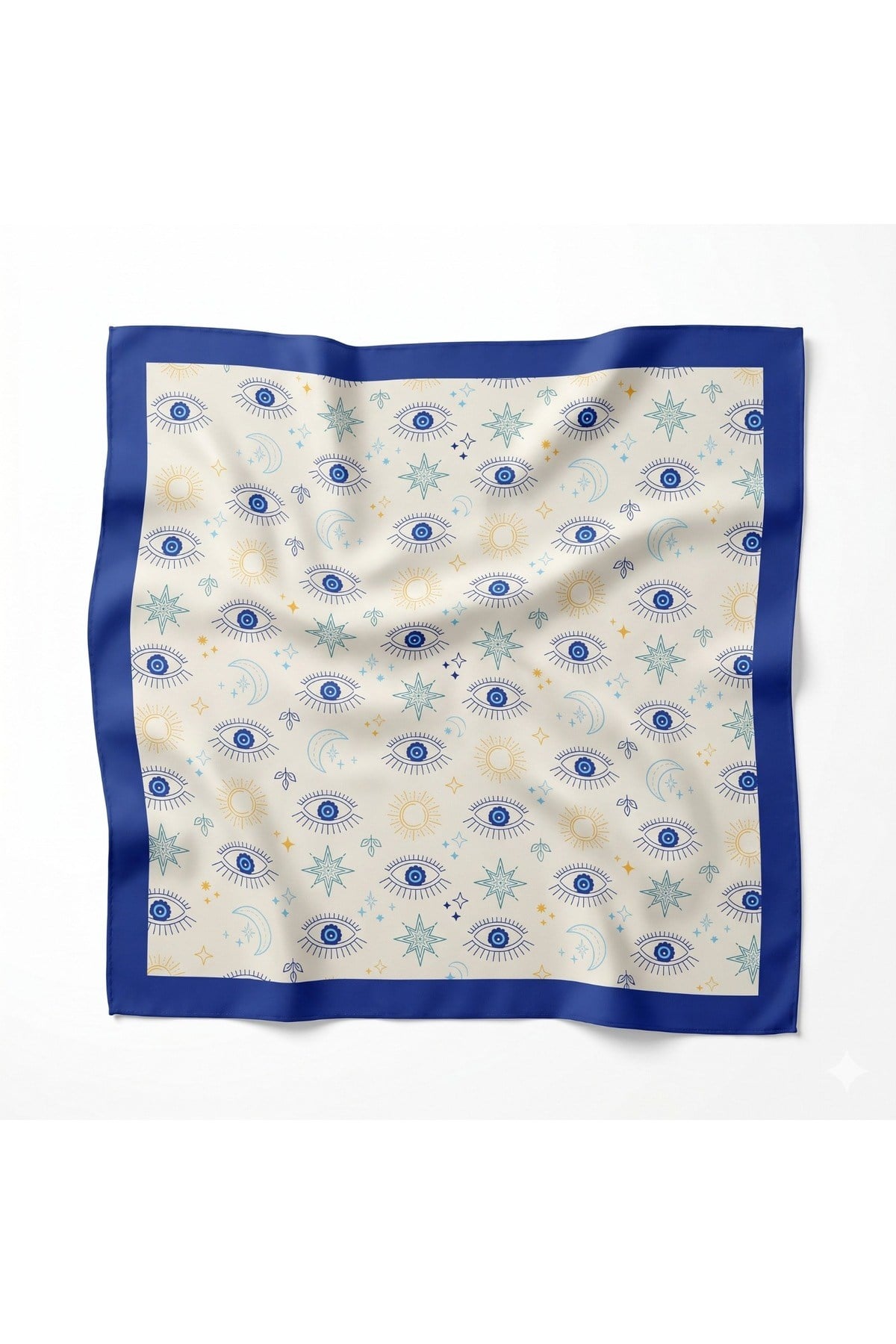 Tarzını Seç Mavi Göz Desenli Fular / Bandana 70x70 cm