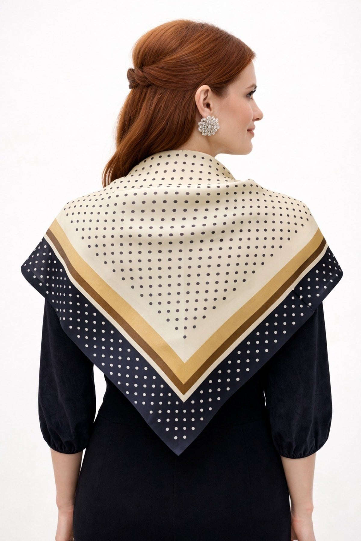 Tarzını Seç Mavi Şerit Puantiyeli Fular / Bandana / Aksesuar / Şal / Eşarp 70x70