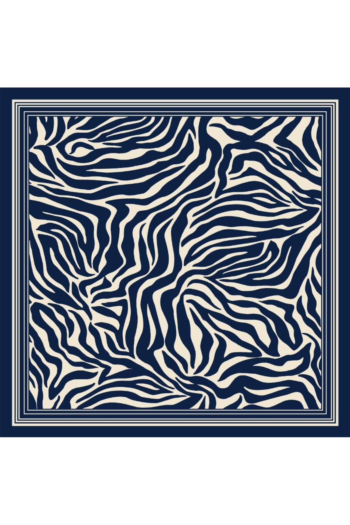 Tarzını Seç Mavi Zebra Fular / Bandana / Aksesuar 48x48 cm