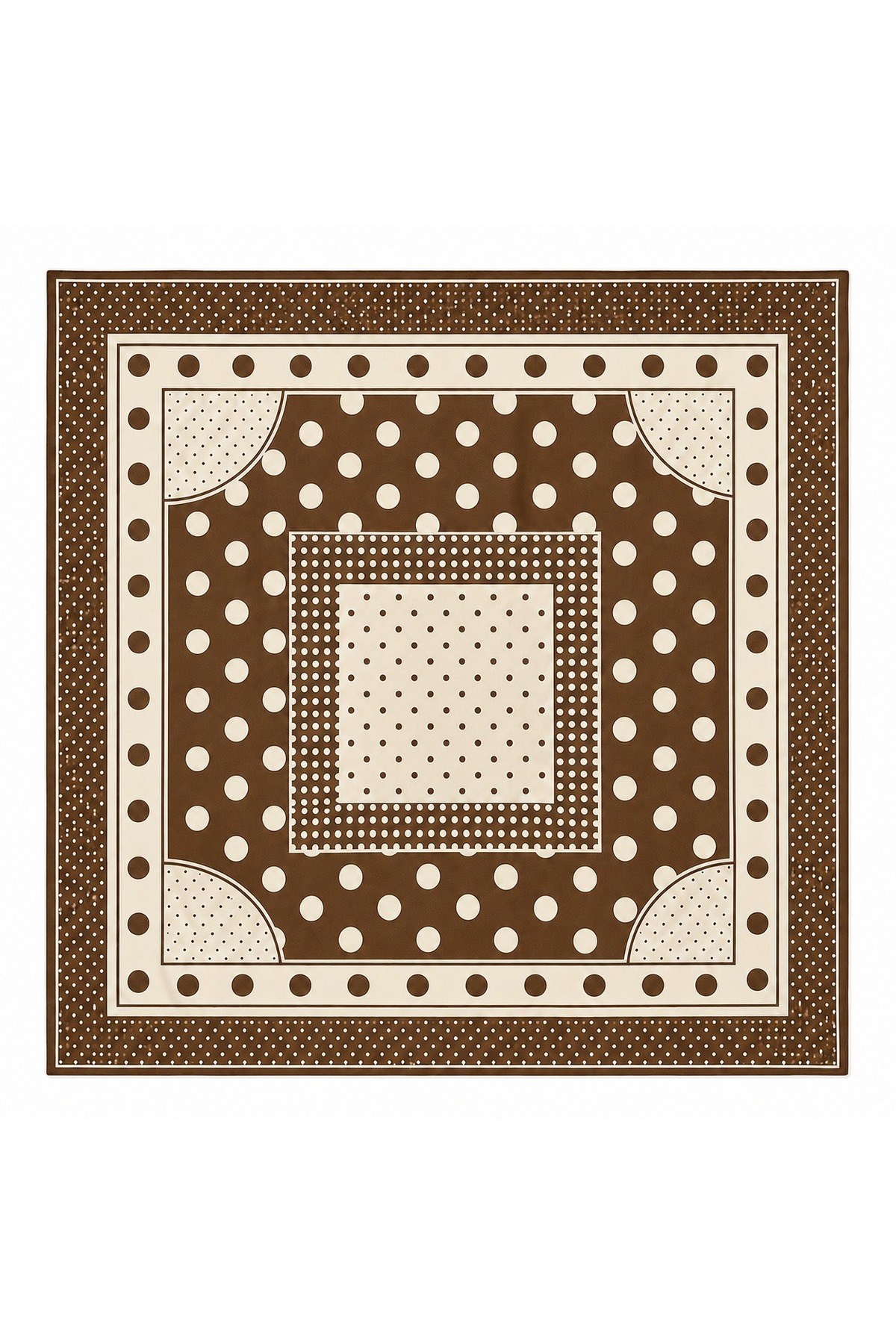 Tarzını Seç Mocha Puantiye Desenli Fular / Bandana 70x70 cm