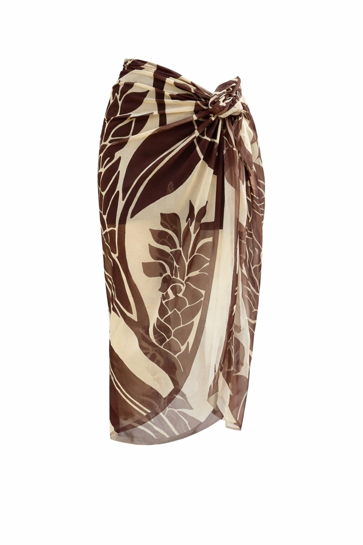 Tarzını Seç Mocha Tropik Yırtmaçlı Bağlamalı Pareo 155x111cm