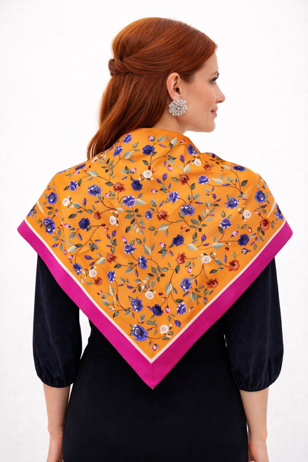 Tarzını Seç Pembe Gül Fular / Bandana / Aksesuar / Şal / Eşarp 70x70