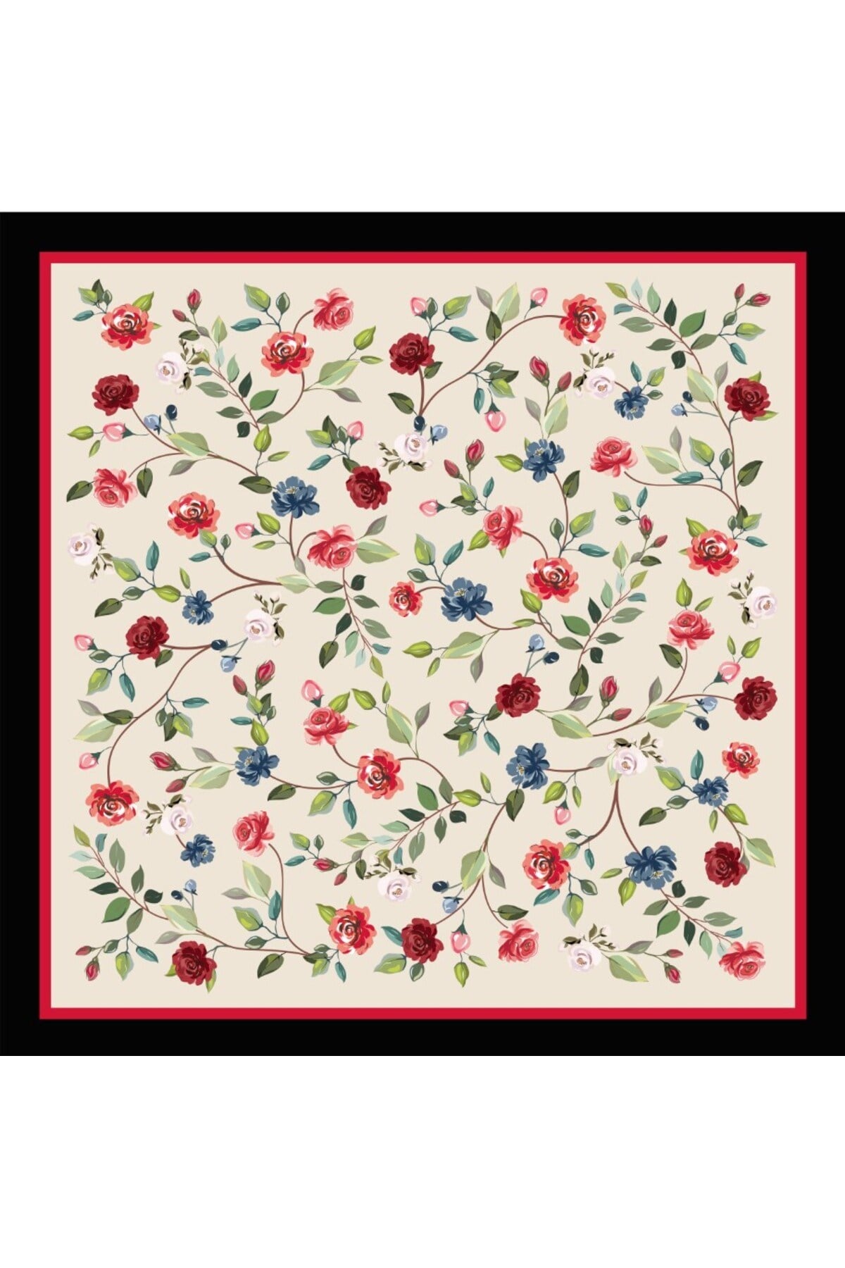 Tarzını Seç Siyah Gül Fular / Bandana / Aksesuar / Eşarp 90x90 cm