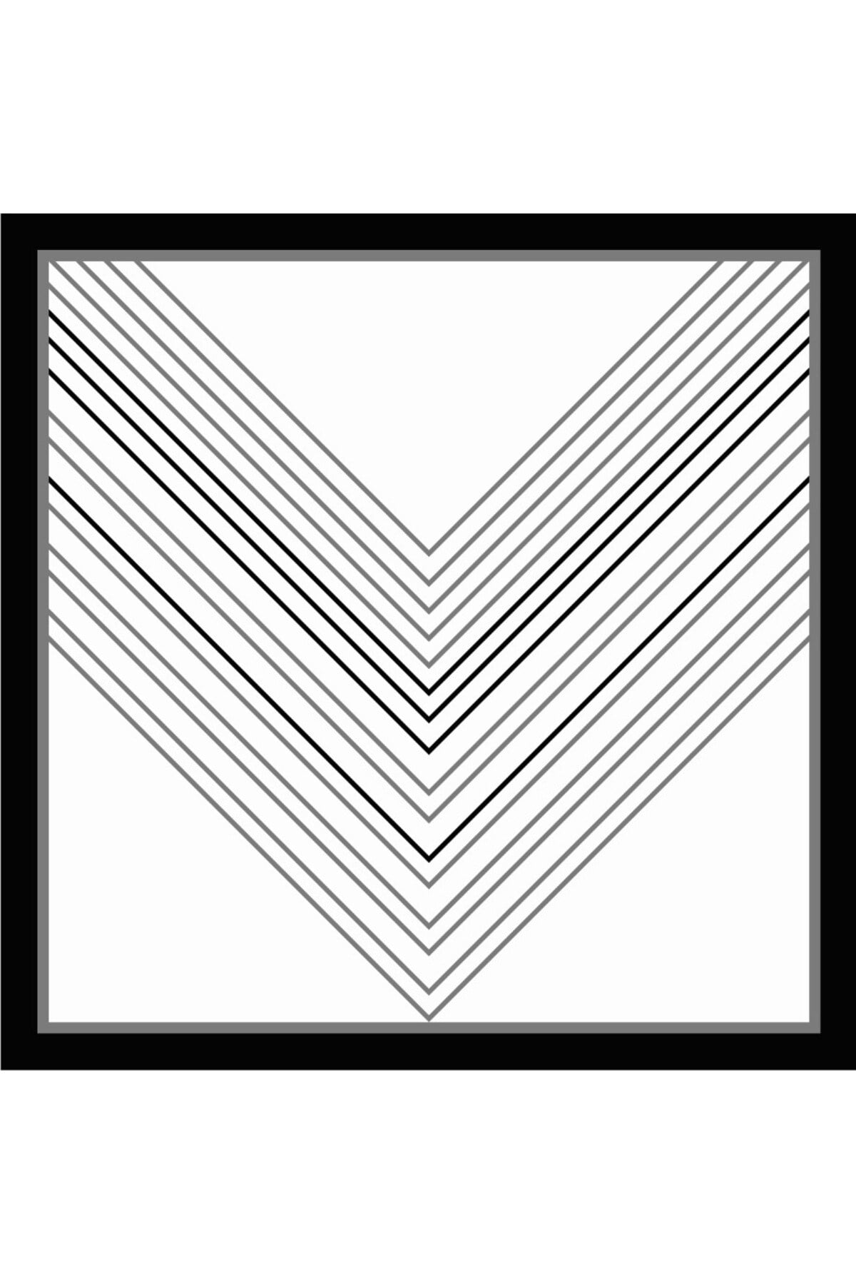 Tarzını Seç Siyah V Çizgi Fular / Bandana / Aksesuar / Eşarp 90x90 cm