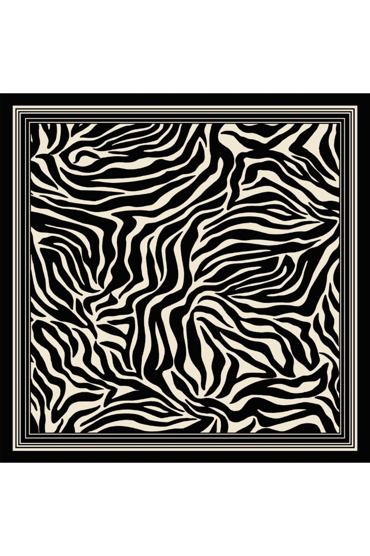 Tarzını Seç Siyah Zebra Fular / Bandana / Aksesuar / Eşarp 90x90 cm
