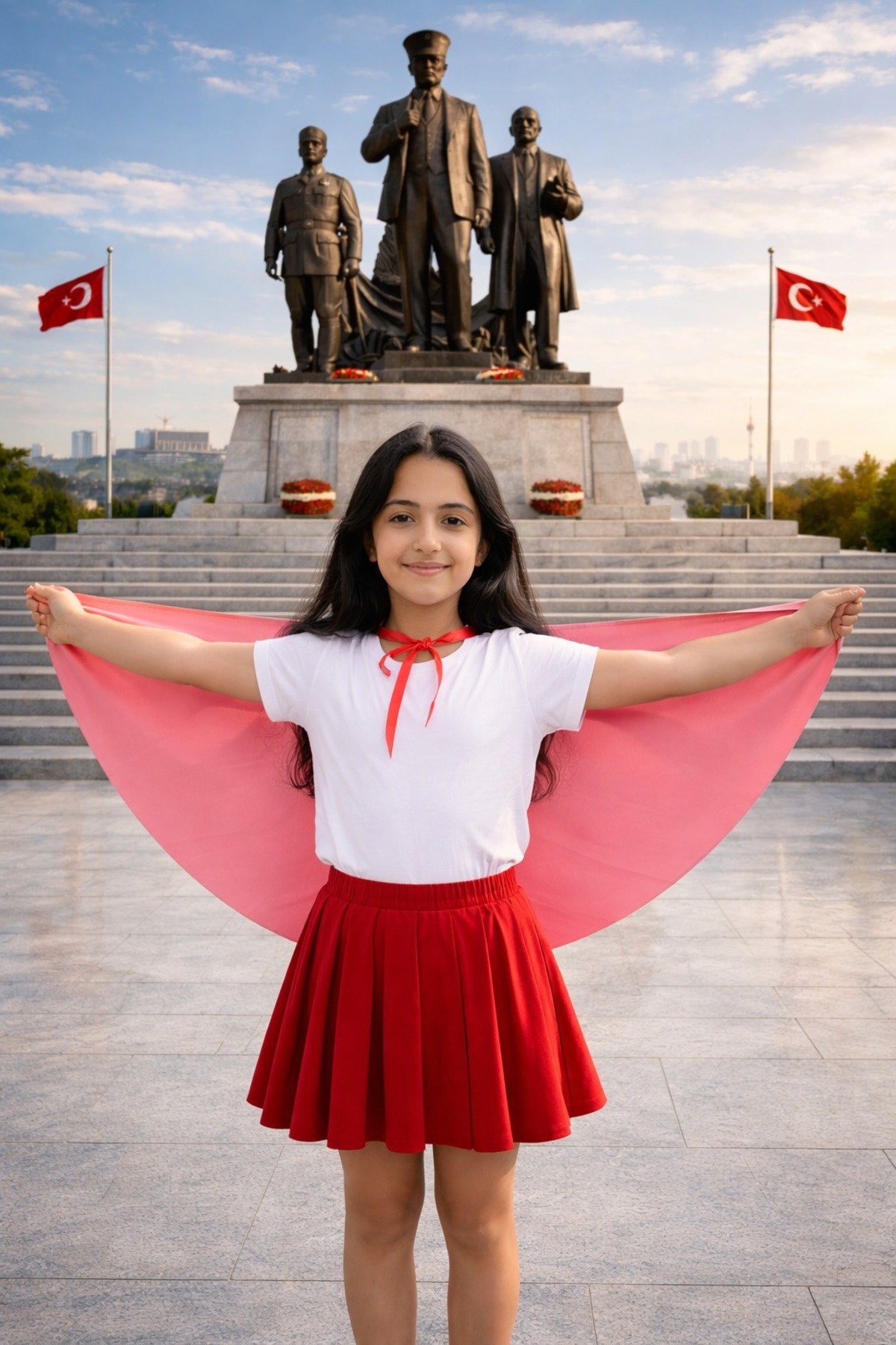 Tarzını Seç Türk Bayraklı Pelerin Gösteri Kostümü 145x73cm