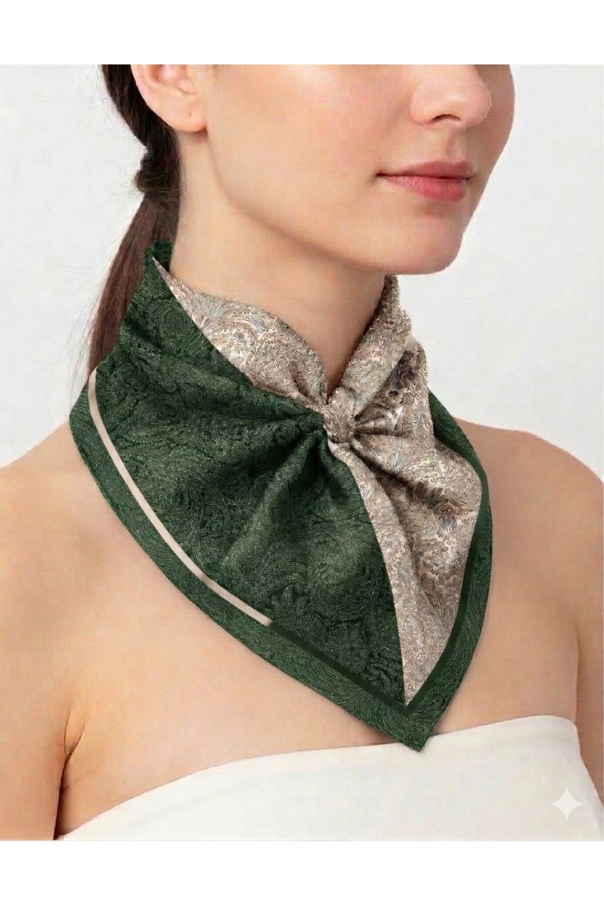 Tarzını Seç Yeşil Royal Fular / Bandana / Aksesuar 48x48 cm