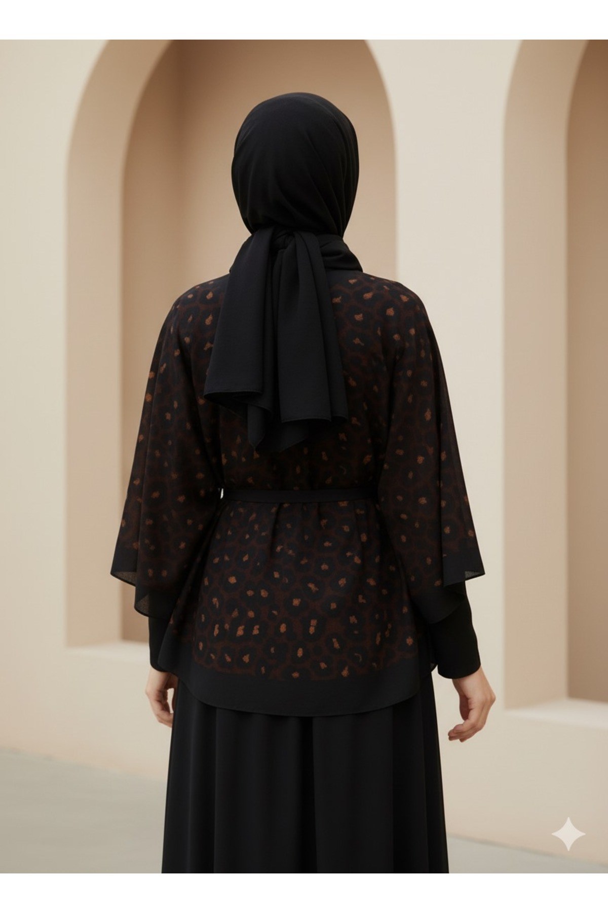Yeni Sezon Rahat Modern Leopar Oversize Panço / Tesettür Tunik - Panço