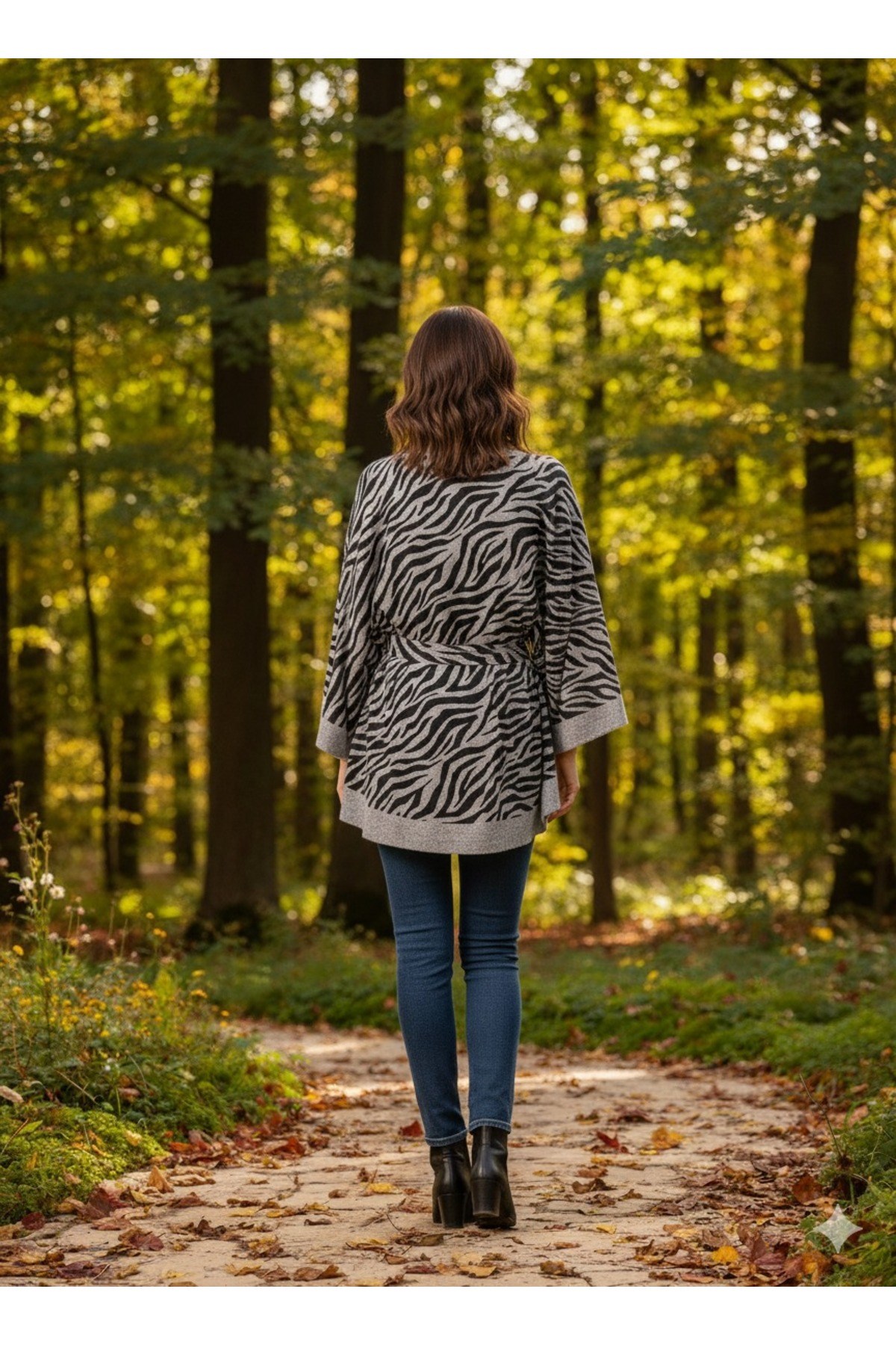 Yeni Sezon Rahat Modern Zebra Oversize Panço / Tesettür Tunik - Panço