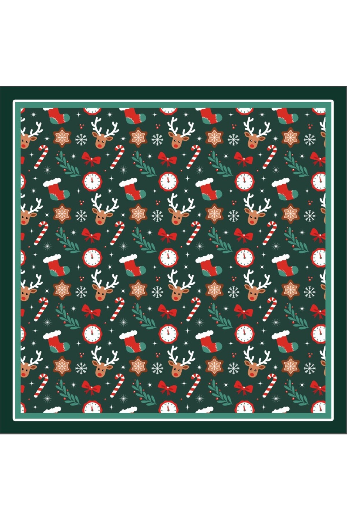 Yeni Sezon Yılbaşı Desenli Bandana Fular Yeni Yıl Hediyesi Şal Estascarf 70x70 Cm