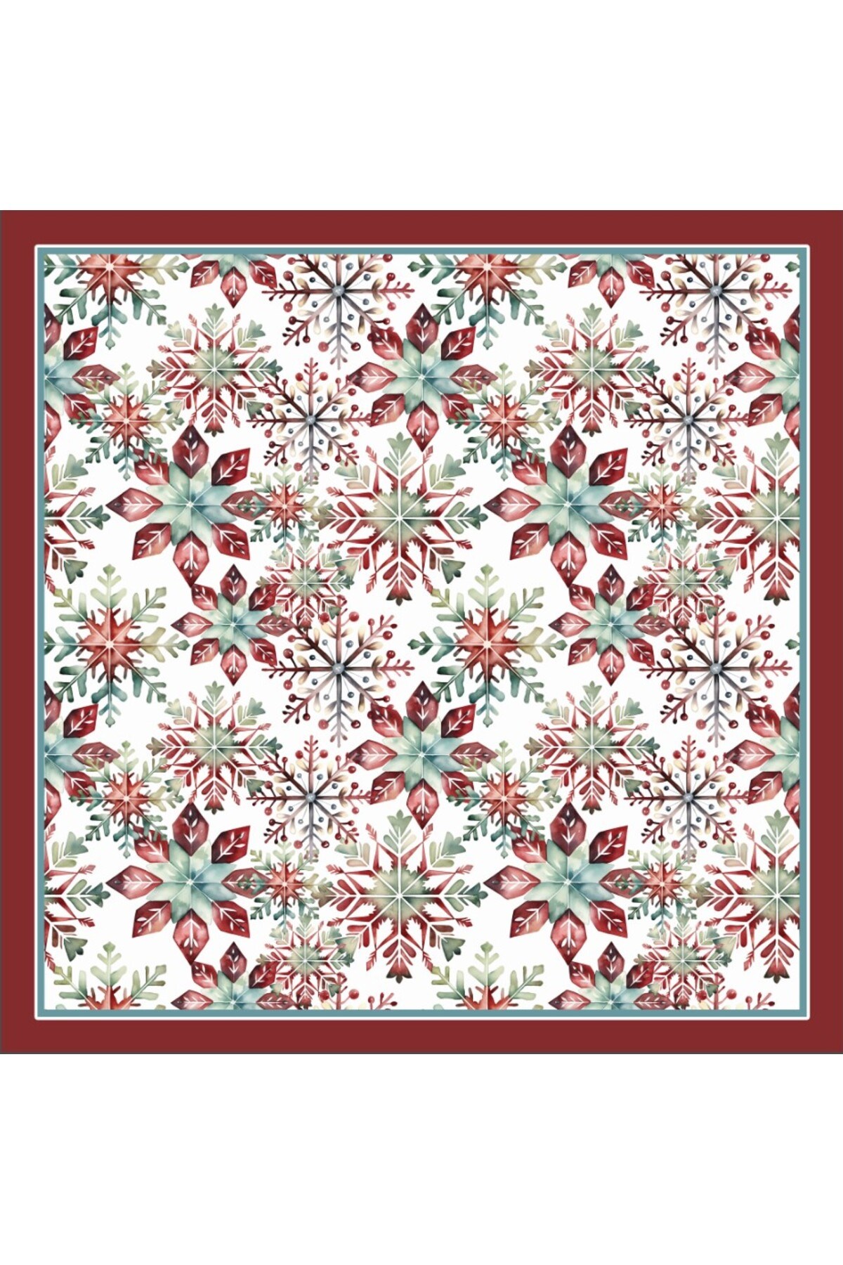 Yeni Sezon Yılbaşı Desenli Bandana Fular Yeni Yıl Hediyesi Şal Estascarf 70x70 Cm