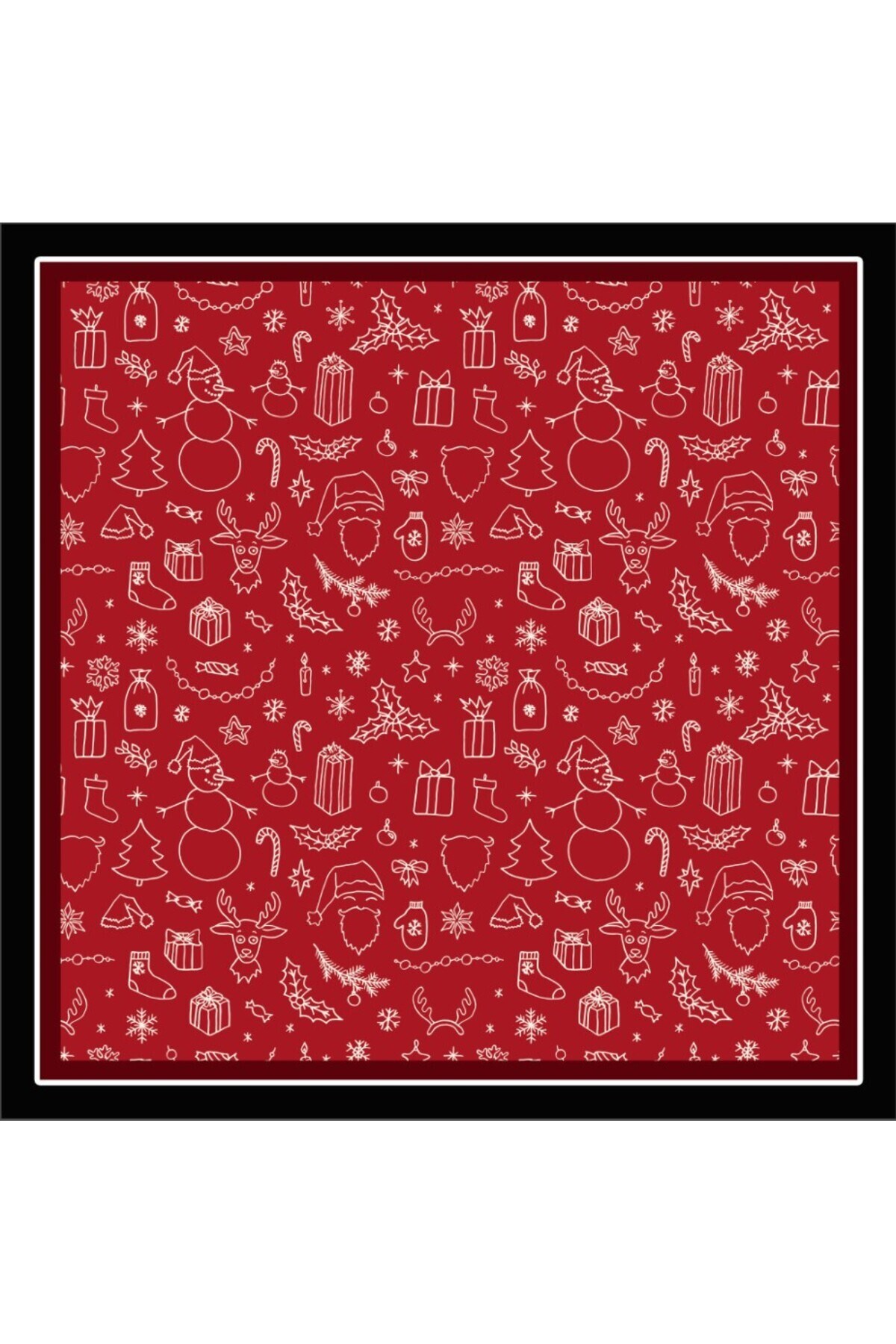 Yeni Sezon Yılbaşı Desenli Bandana Fular Yeni Yıl Hediyesi Şal Estascarf 70x70 Cm