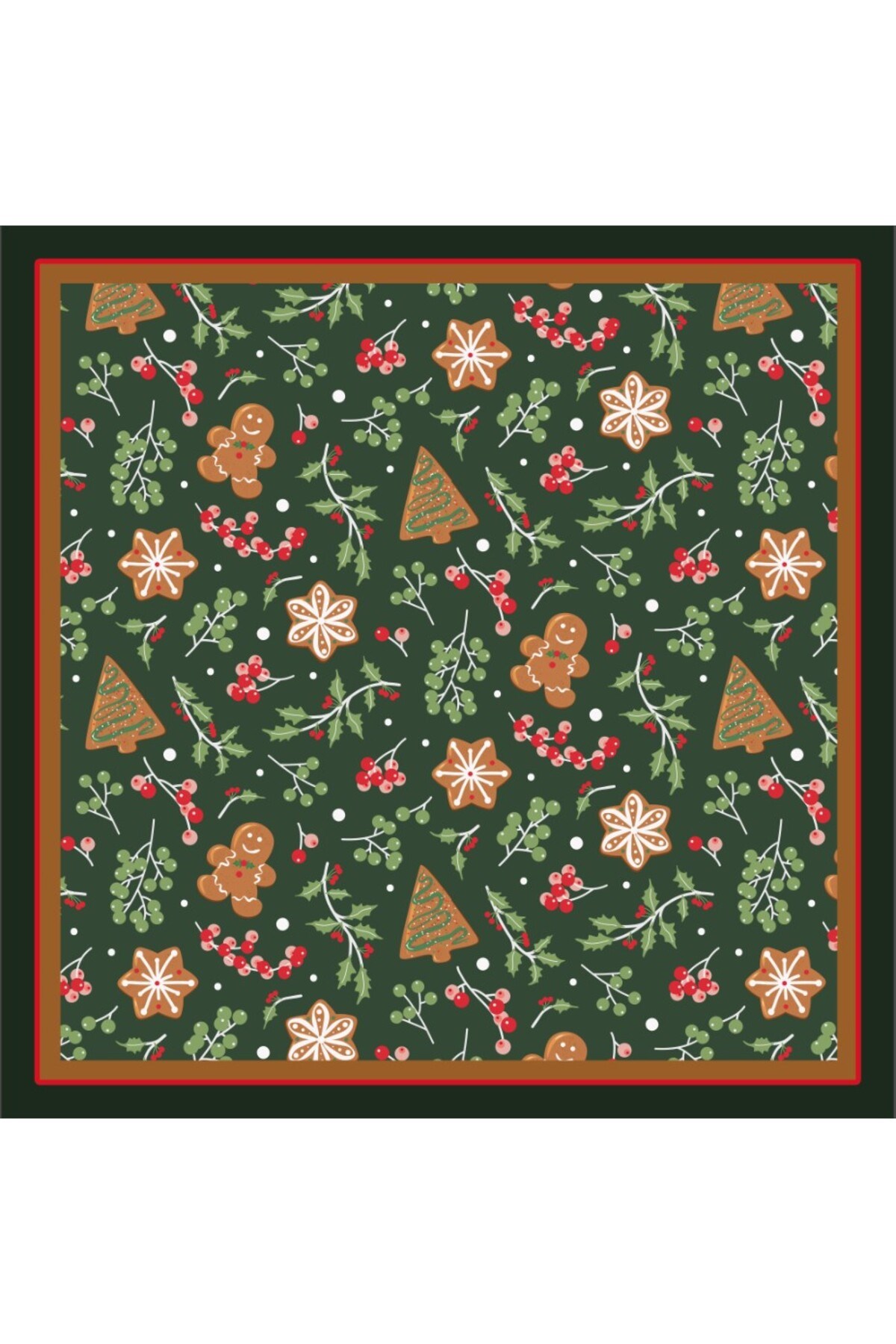 Yeni Sezon Yılbaşı Desenli Bandana Fular Yeni Yıl Hediyesi Şal Estascarf 70x70 Cm