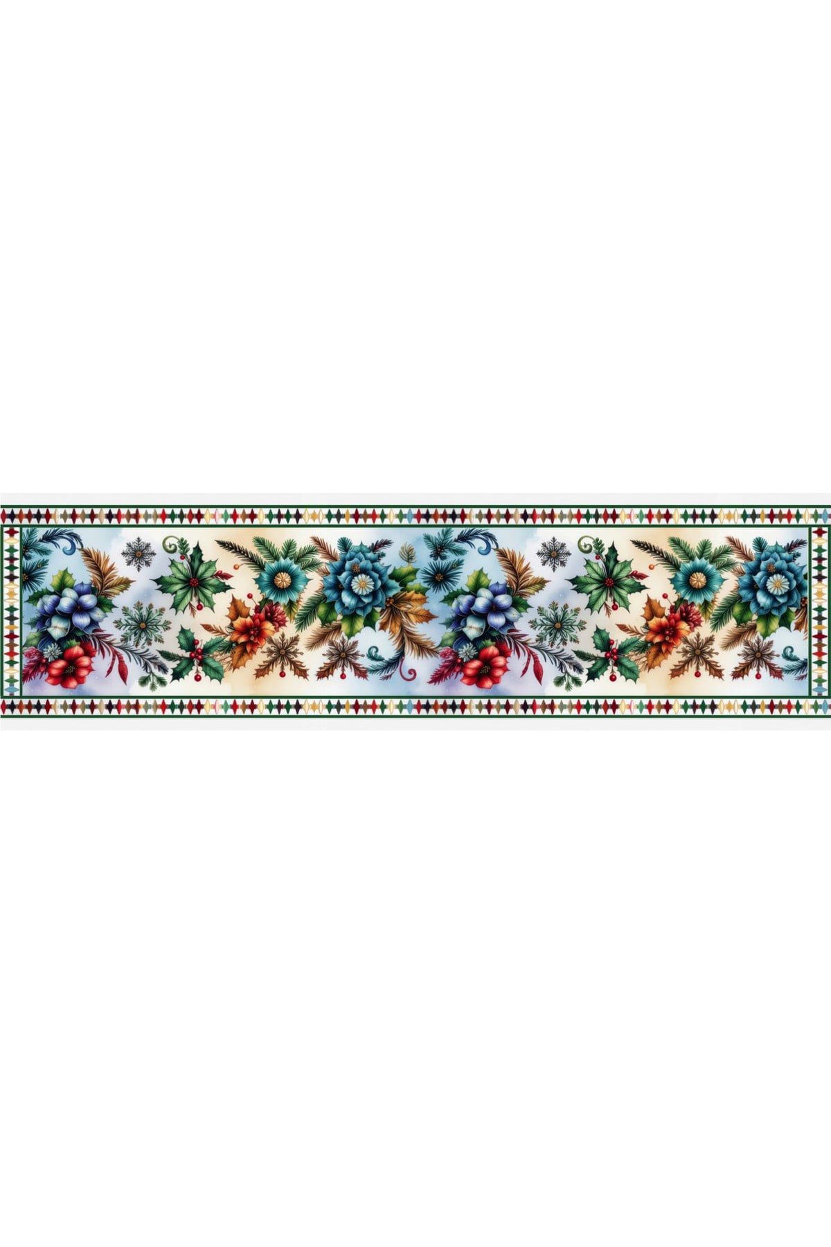 Yılbaşı Temalı Dijital Baskılı Runner Örtüsü Christmas 40x140 cm
