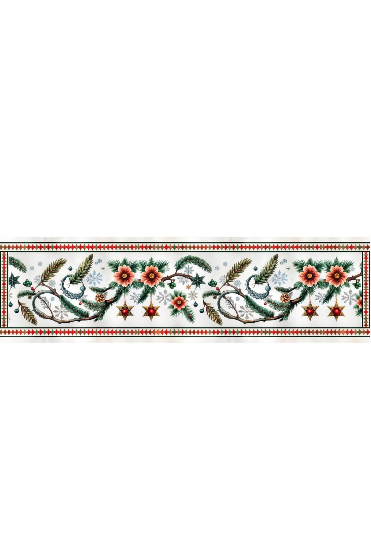 Yılbaşı Temalı Dijital Baskılı Runner Örtüsü Christmas 40x140 cm