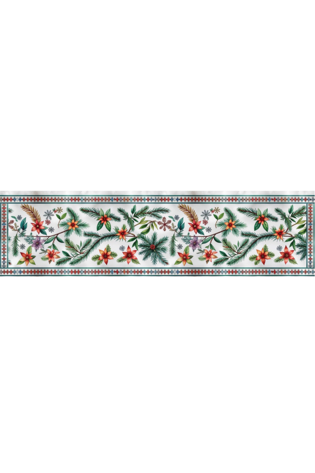 Yılbaşı Temalı Dijital Baskılı Runner Örtüsü Christmas 40x140 cm