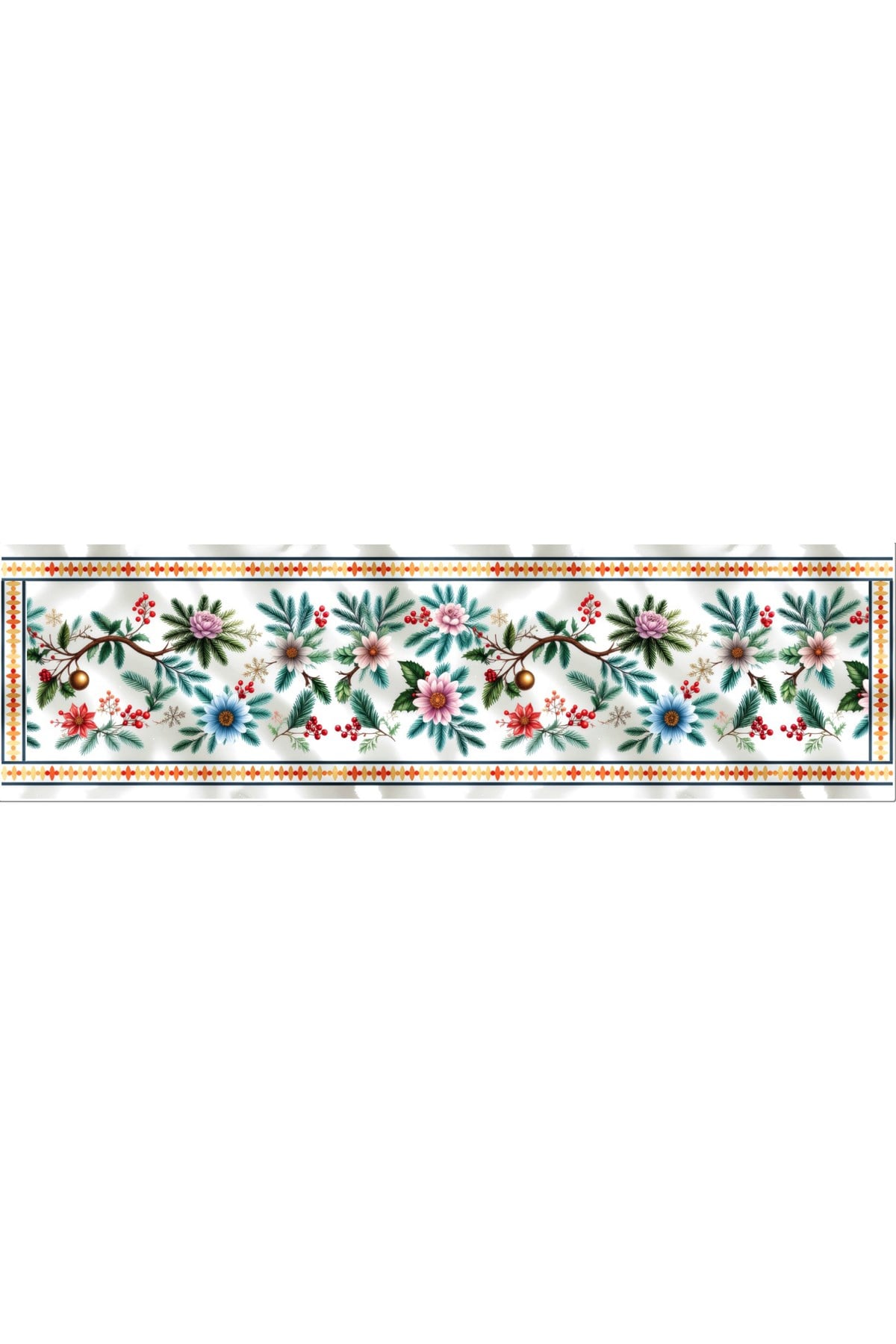 Yılbaşı Temalı Dijital Baskılı Runner Örtüsü Christmas 40x140 cm