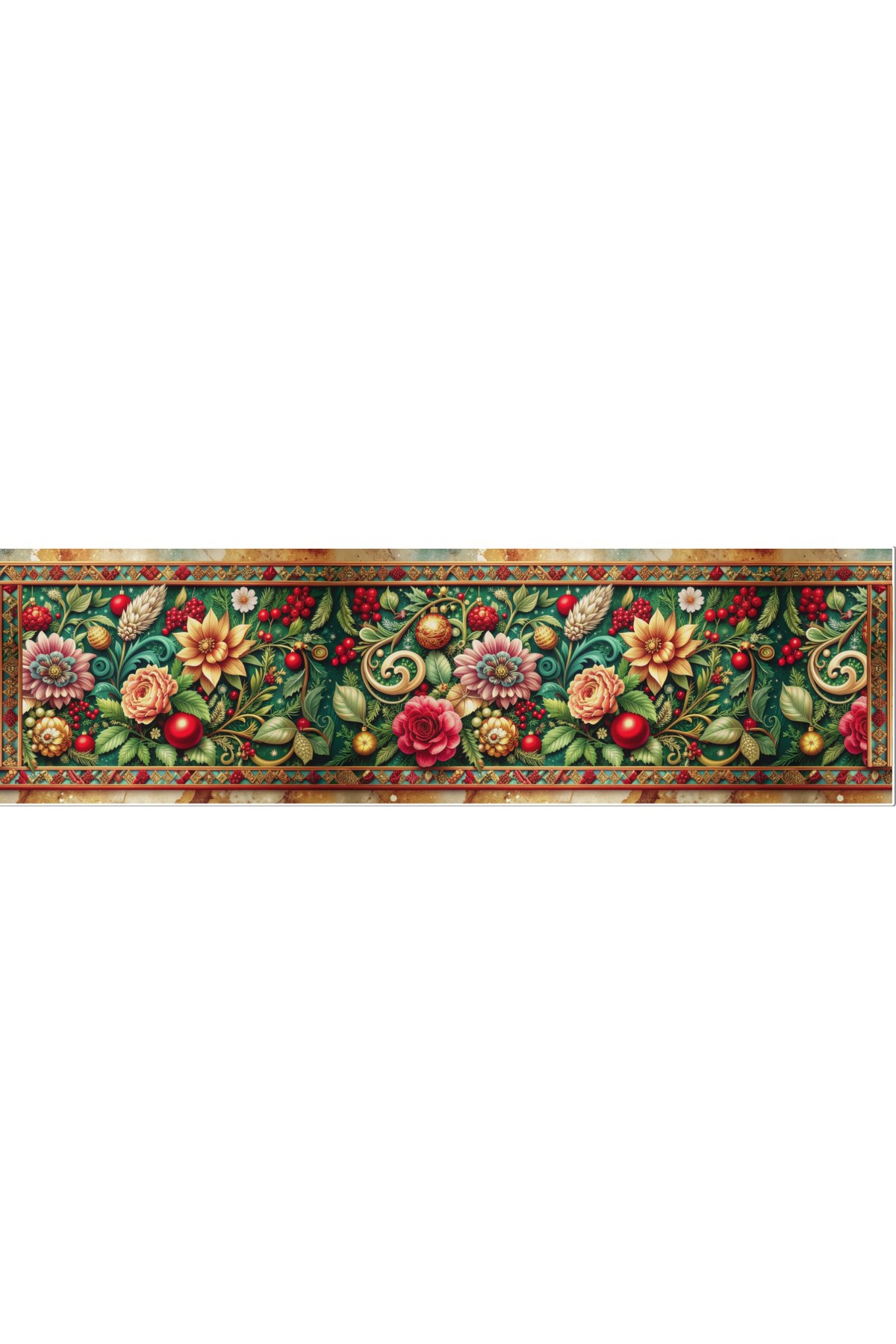 Yılbaşı Temalı Dijital Baskılı Runner Örtüsü Christmas 40x140 cm