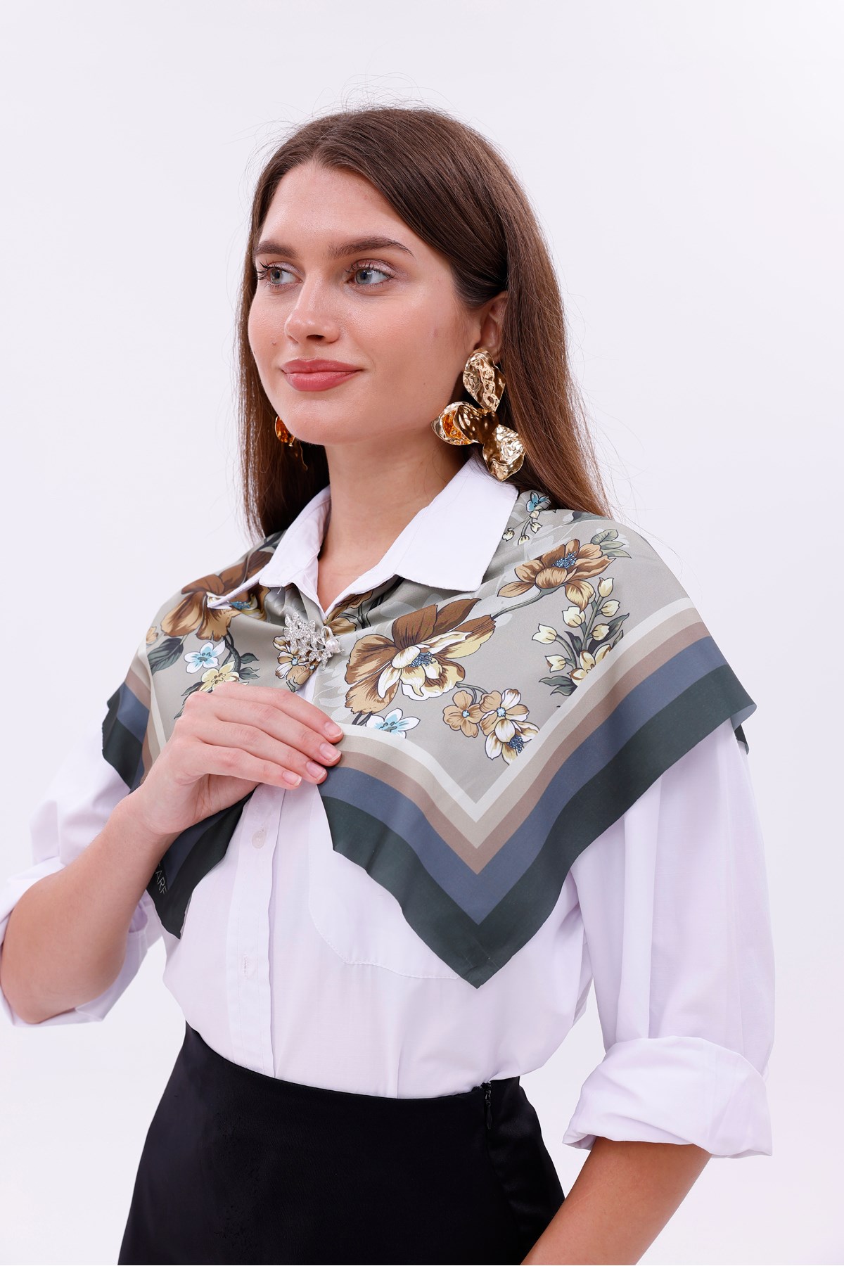 Zarif Yasemin Model Fular Bandana Şal Estascarf 70x70 Cm