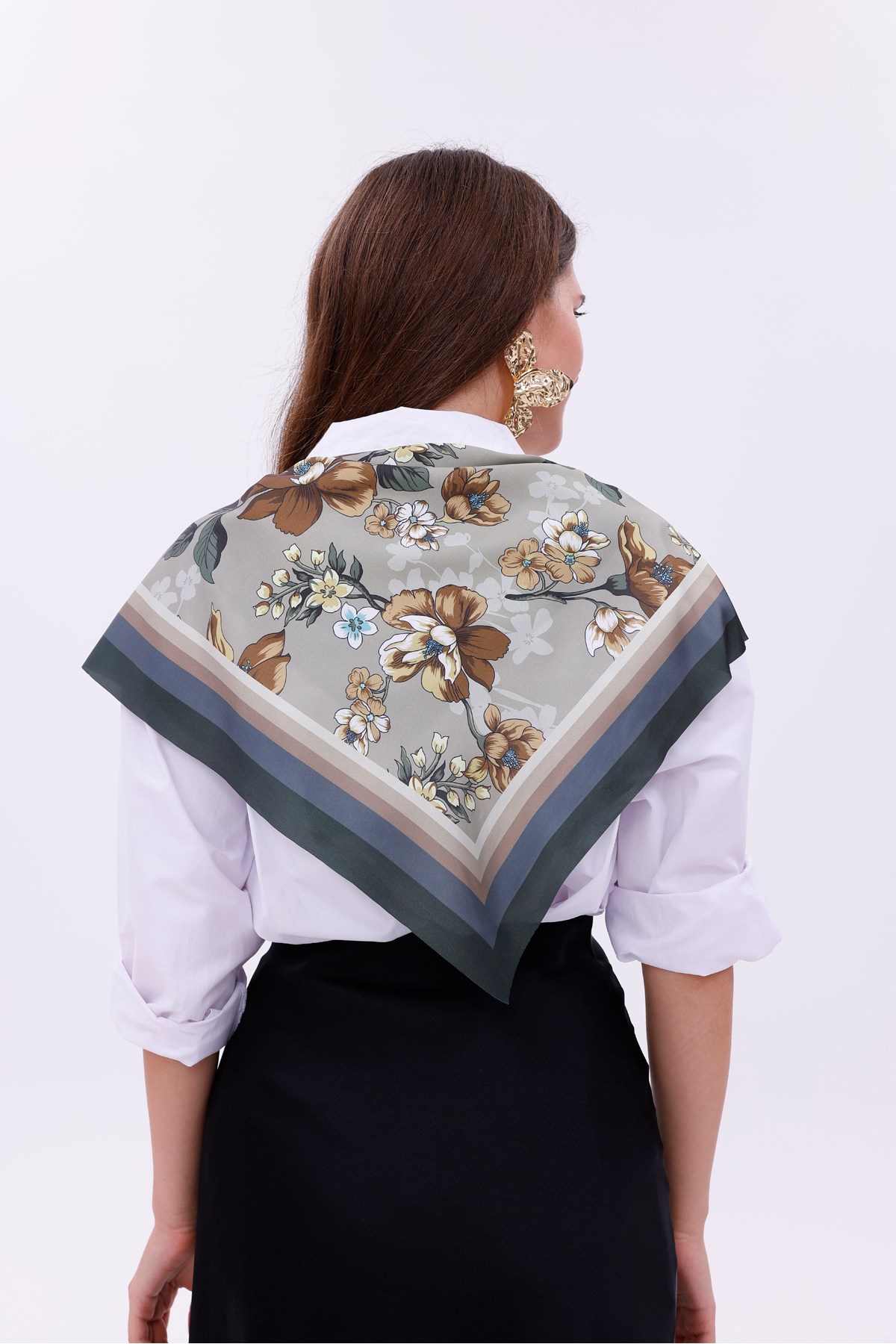 Zarif Yasemin Model Fular Bandana Şal Estascarf 70x70 Cm
