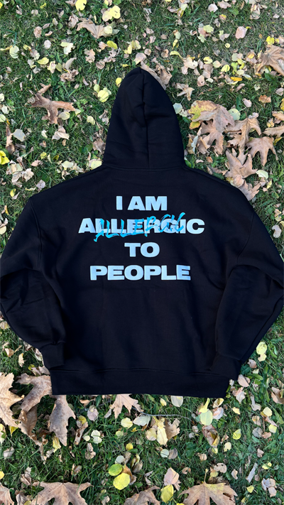 'Allergic to People' Siyah Oversize Sweatshirt