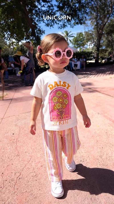 Daisy Çizgili Pantolonlu Takım
