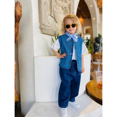 Denim Unisex Yelek Mavi