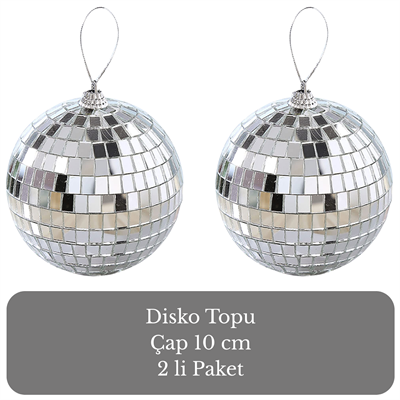 10 cm Gümüş Disko Topu 2 Adet