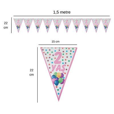 2 Yaş Pembe Flama Bayrak Set Süs
