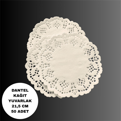21,5 cm Yuvarlak Dantel Kâğıt Pasta & Sunum Altlığı 50 adet