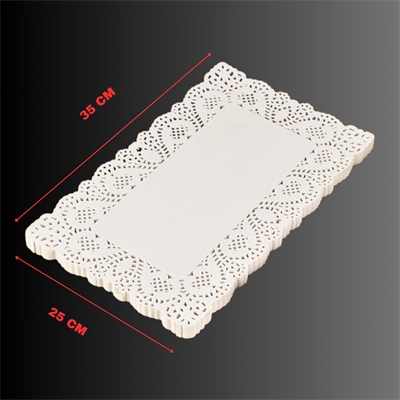 25*35 cm Dikdörtgen Dantel Kâğıt Pasta & Sunum Altlığı 50 adet