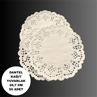 26,7 cm Yuvarlak Dantel Kâğıt Pasta & Sunum Altlığı 50 adet