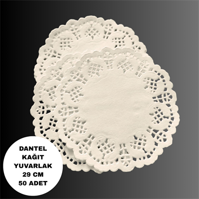 29 cm Yuvarlak Dantel Kâğıt Pasta & Sunum Altlığı 50 adet