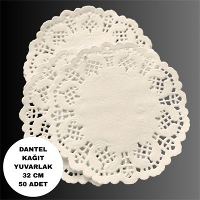 32 cm Yuvarlak Dantel Kâğıt Pasta & Sunum Altlığı 50 adet