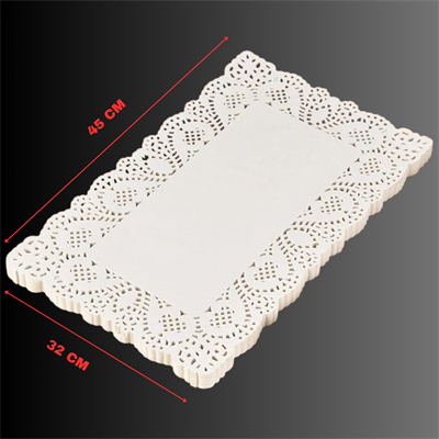 32*45 cm Dikdörtgen Dantel Kâğıt Pasta & Sunum Altlığı 50 adet