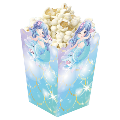 3D Deniz Kızı Temalı Popcorn Mısır Kutusu 8 li Paket