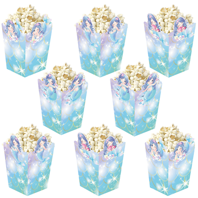 3D Deniz Kızı Temalı Popcorn Mısır Kutusu 8 li Paket