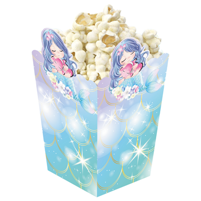 3D Deniz Kızı Temalı Popcorn Mısır Kutusu 8 li Paket