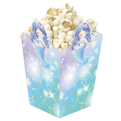 3D Deniz Kızı Temalı Popcorn Mısır Kutusu 8 li Paket