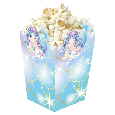 3D Deniz Kızı Temalı Popcorn Mısır Kutusu 8 li Paket