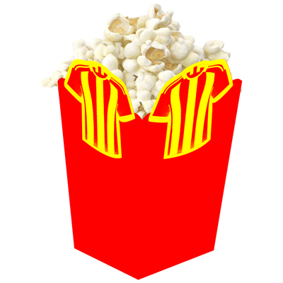 3D Sarı Kırmızı Taraftar Temalı Popcorn Mısır Kutusu 8 li Paket