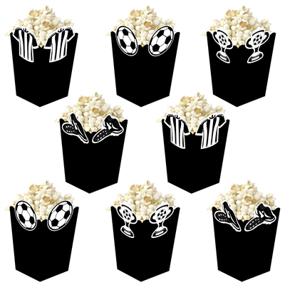 3D Siyah Beyaz Taraftar Temalı Popcorn Mısır Kutusu 8 li Paket